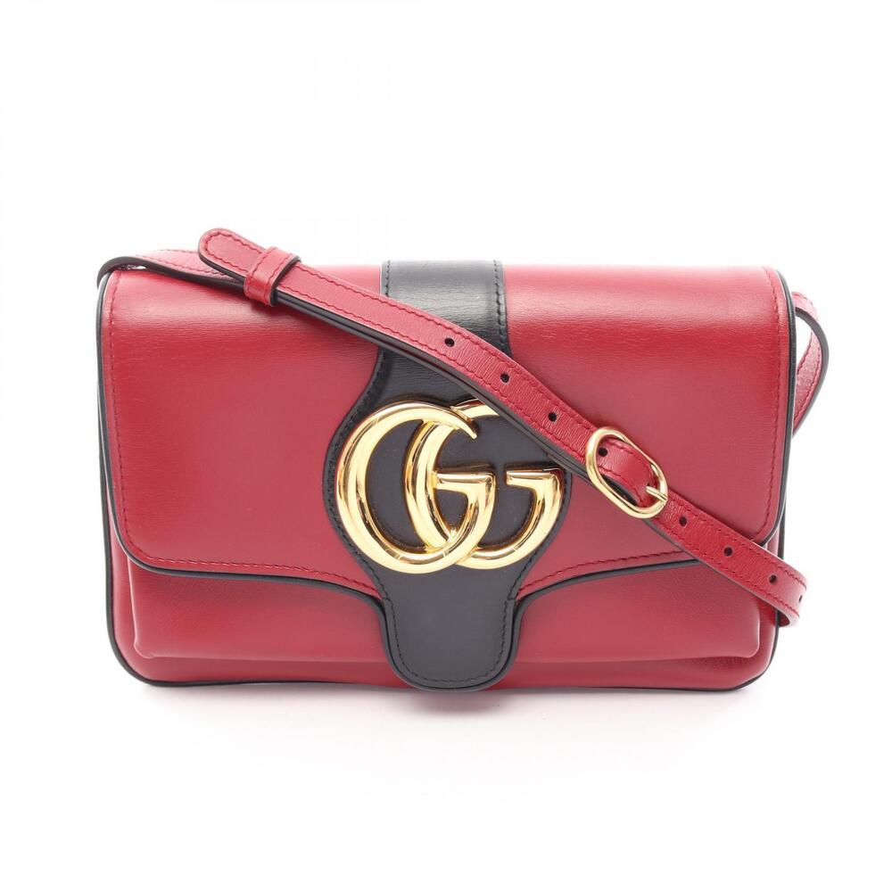 Gucci Ally GG Marmont Shoulder Bag Leather Red Black